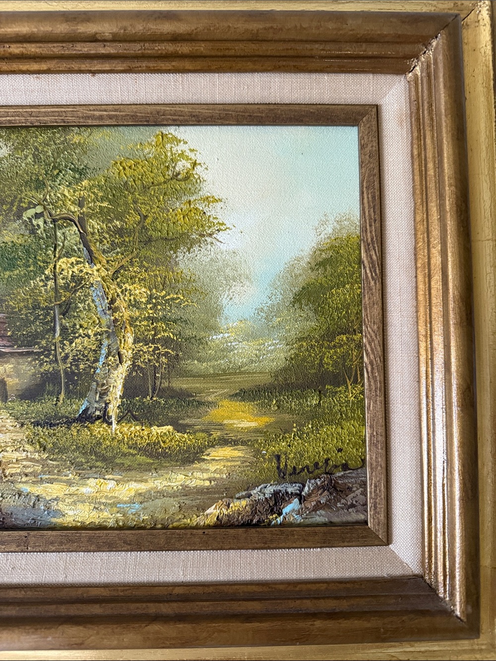 Vintage Original Painting in wooden Frame on Canvas - Picture 4 of 10